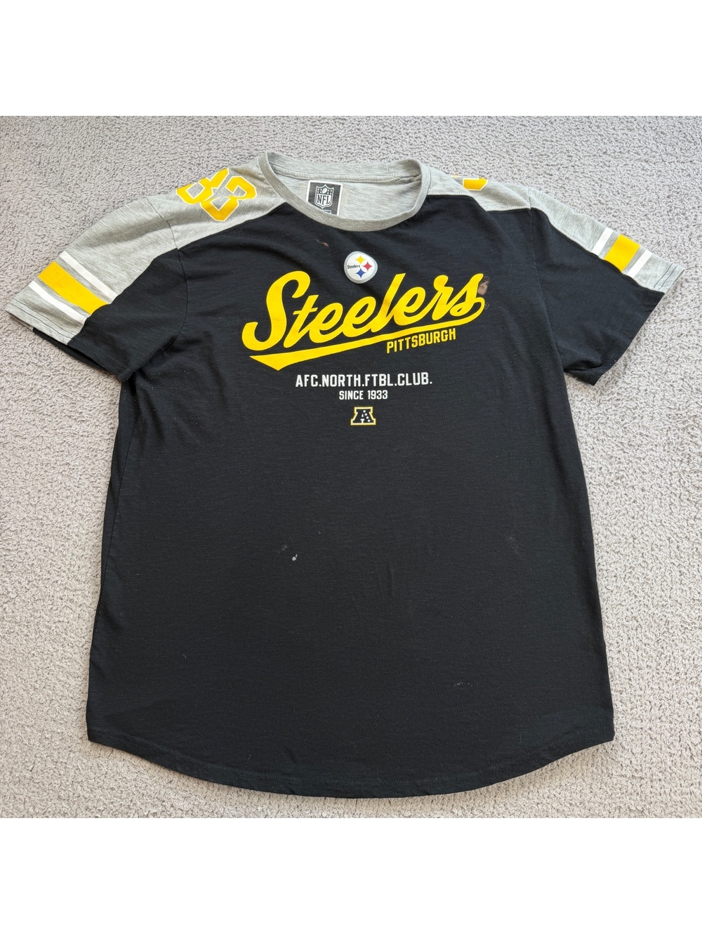 Pittsburgh Steelers NFL Team Apparel Jersey T-Shirt Men’s XL Black Gray 1933